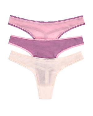On Gossamer Mesh Hip Bikinis, Set Of 3 In Whisper Rose/chinese Violet/mauve Chalk