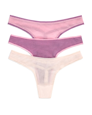 On Gossamer Mesh Hip Bikinis, Set Of 3 In Whisper Rose/chinese Violet/mauve Chalk