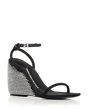 Alexander Wang Dahlia 105 Crystal Wedge Sandal In Black