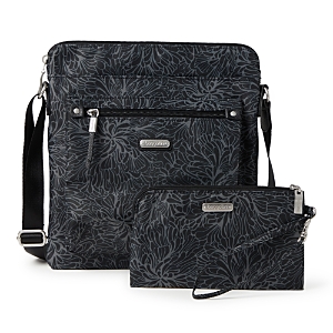 Baggallini New Classic Go Bag With Rfid Phone Wristlet In Midnight Blossom Print