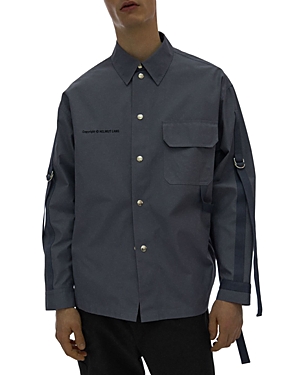 Helmut Lang Nylon & Cotton Taped Button Down Shirt In Storm Blue
