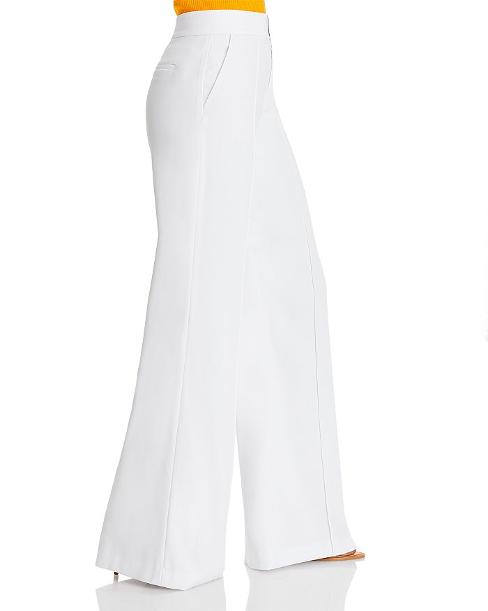 Shop Alice And Olivia Dylan High Waist Wide Leg Pants In White Crepe