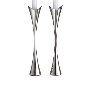 Nambe 11 Curve Candlesticks, Set Of 2 In Silver