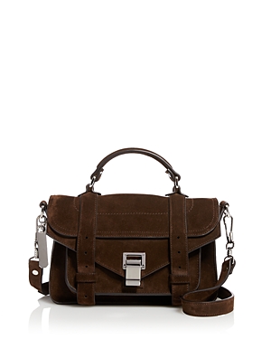 Proenza Schouler Ps1 Tiny Suede Messenger Crossbody Bag In Dark Chocolate