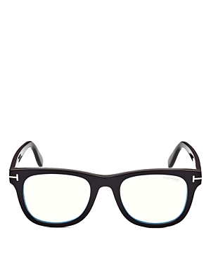 Shop Tom Ford Shiny Blonde Havana Square Blue Light Glasses, 50mm In Black