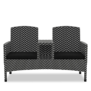 Furniture Of America Outdoor Loveseat With Built-in Glass End Table In Black