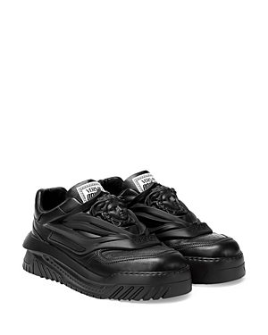 Shop Versace Men's Odissea Low Top Sneakers In Black