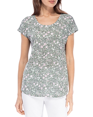B Collection By Bobeau Cross Back Tee In Green Floral