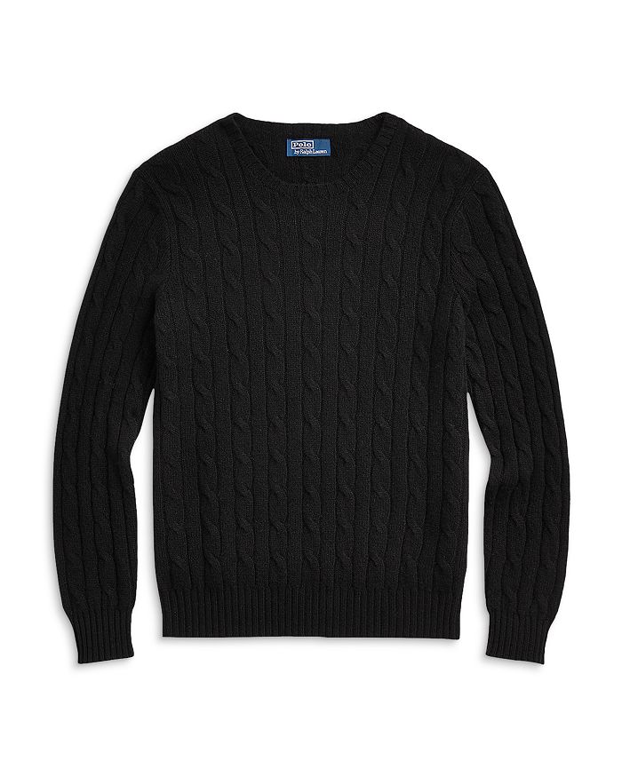 Polo Ralph Lauren Cable Knit Crew Neck Sweater In Polo Black