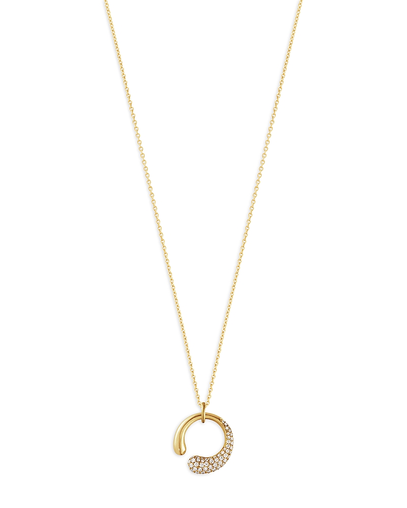 Georg Jensen 18k Yellow Gold Diamond Pave Mercy Small Pendant Necklace, 17.72 In Gold