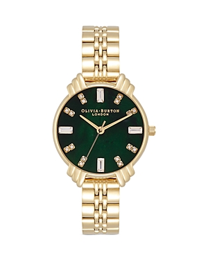 Shop Olivia Burton Art Deco Watch, 30mm In Green/gold
