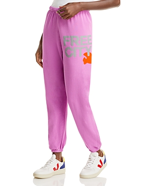Free City Cotton Logo Sweatpants In Pink Juice