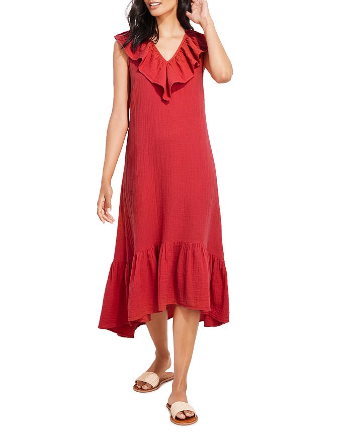 Vineyard Vines Ruffle Trim Double Gauze Midi Dress Bloomingdale's