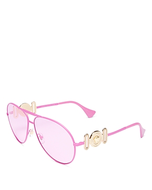 Versace Brow Bar Aviator Sunglasses, 65mm In Pink