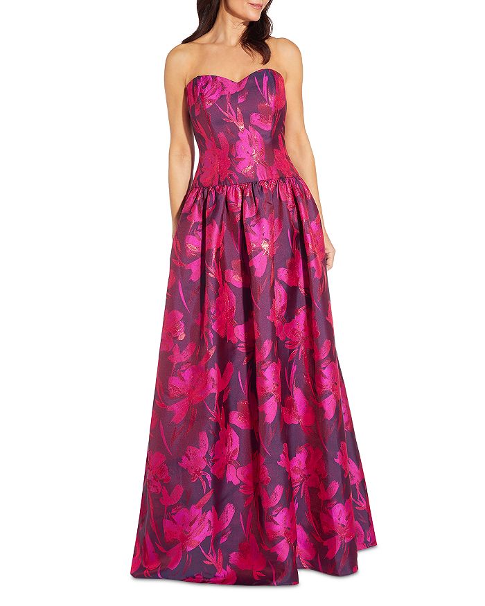 Aidan Mattox Floral Jacquard Strapless Gown | Bloomingdale's