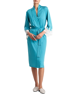 Natori Luxe Shangri-la Tencel™ Wrap Robe In Heather Vivid Teal