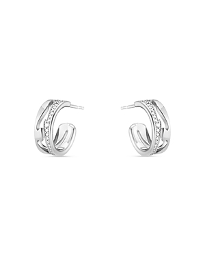 Georg Jensen 18K White Gold Fusion Diamond Small Hoop Earrings