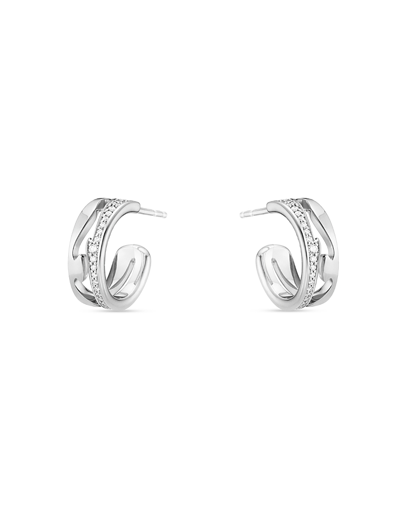 Georg Jensen 18K White Gold Fusion Diamond Small Hoop Earrings