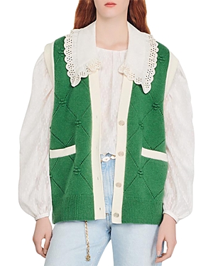 SANDRO COLLARED WOOL waistcoat