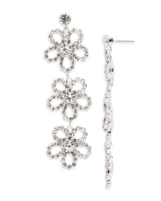AQUA - Three Part Chandelier Flower Drop Earrings - Exclusive