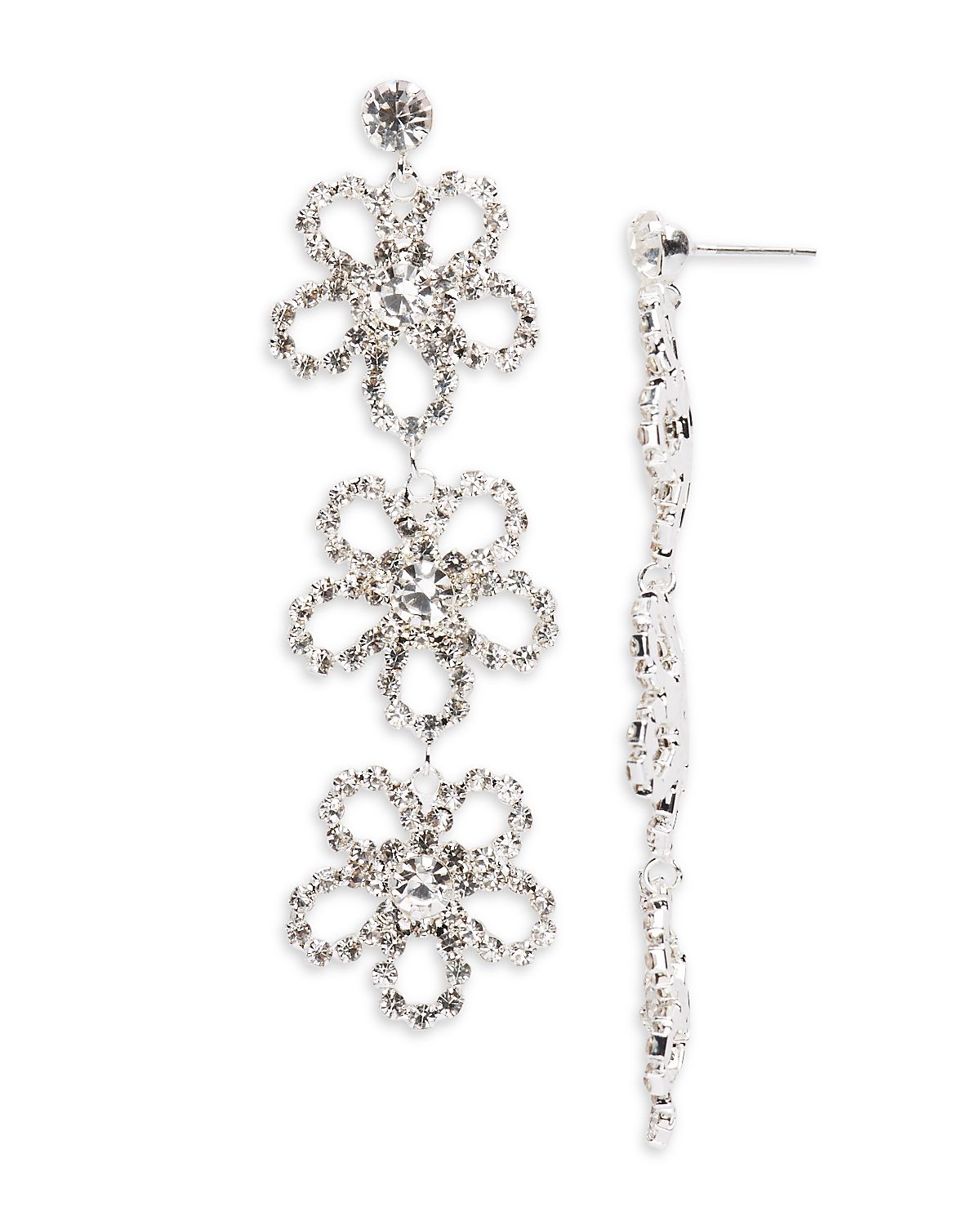 Aqua Three Part Chandelier Flower Drop Earrings - Exclusive