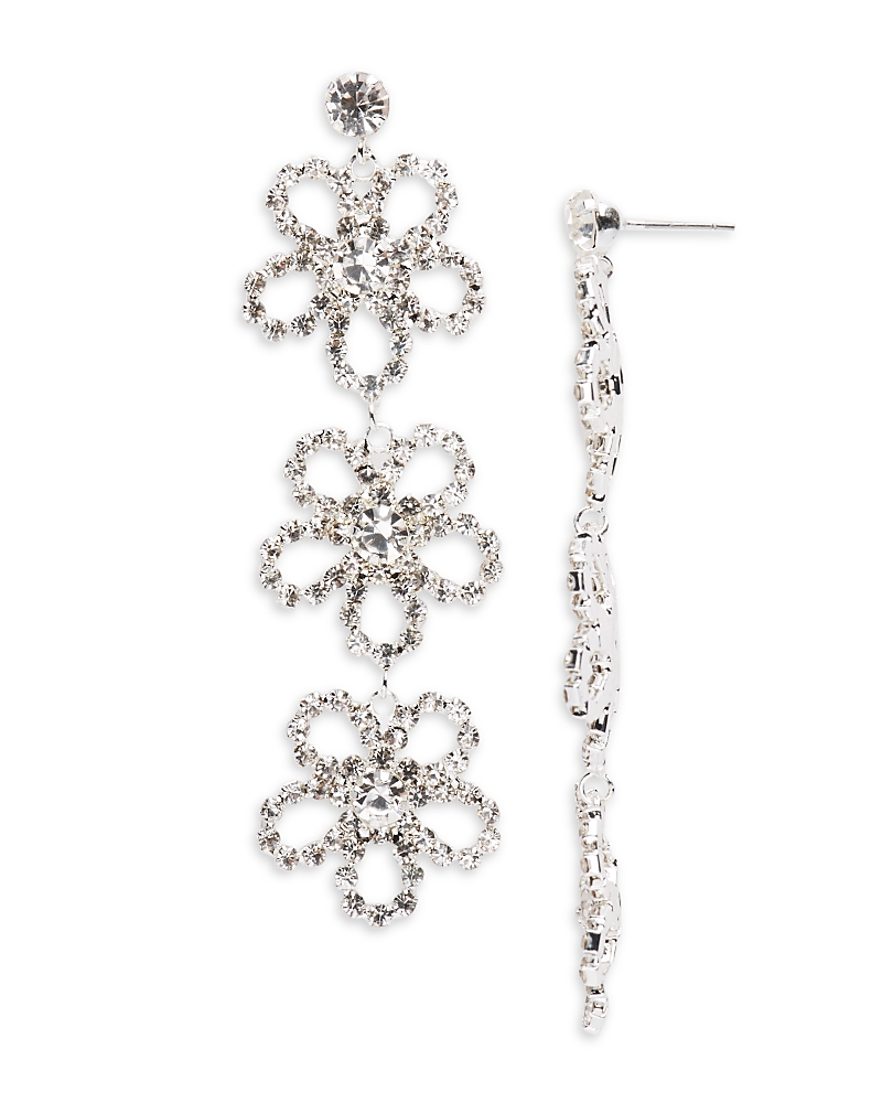 Aqua Three Part Chandelier Flower Drop Earrings - Exclusive