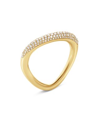 Georg Jensen 18K Yellow Gold Offspring Diamond Pave Wavy Ring