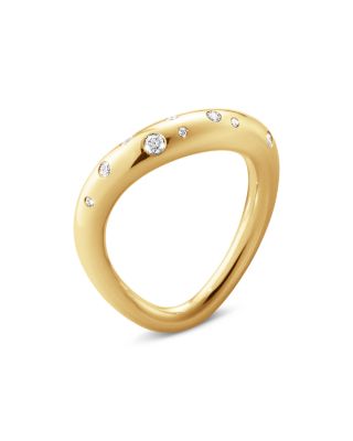 Georg Jensen - 18K Yellow Gold Offspring Diamond Wavy Ring