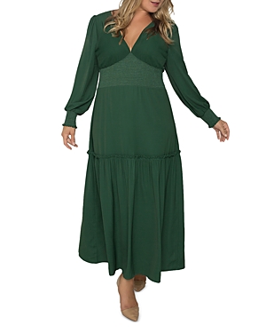 Shop Standards & Practices Smocked Maxi Dress In Green