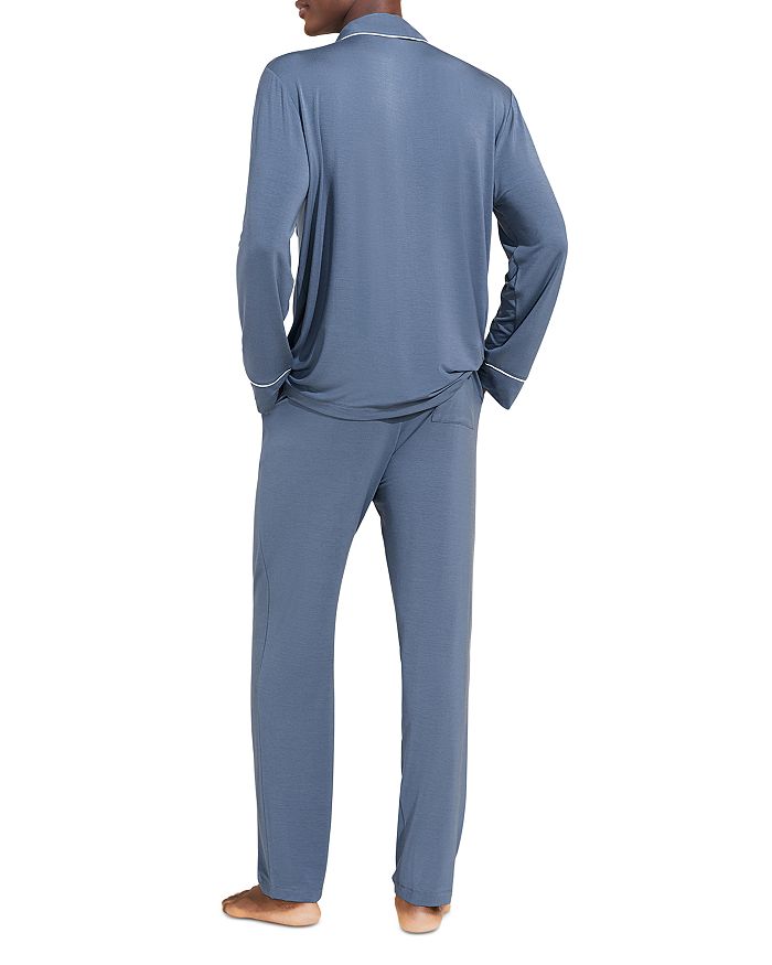 Shop Eberjey William Pajama Set In Coastal Blue/ivory