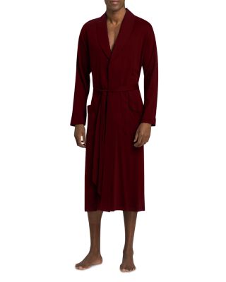 Hanro Night And Day Knit Robe In Red Plum