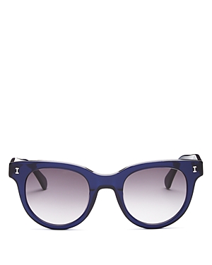 Illesteva Unisex Round Sicilia Sunglasses, 49mm In Blue/gray Gradient