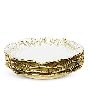 Michael Aram Anemone Tidbit Plates, Set Of 4 In White/gold