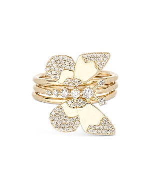 Adina Reyter 14K Yellow Gold Enchanted Large Diamond Butterfly Wing Ring Set