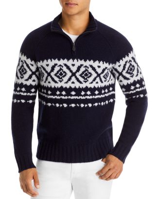 The Men's Store at Bloomingdale's Jacquard Quarter Zip Sweater Gray Size XXL main image 0