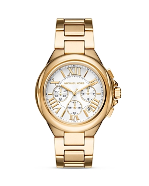 Shop Michael Kors Camille Chronograph, 43mm In White/gold