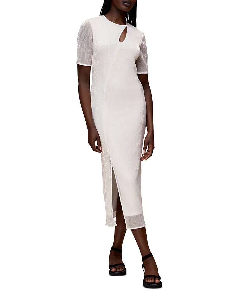 Whistles Keyhole Sequin Midi Dress