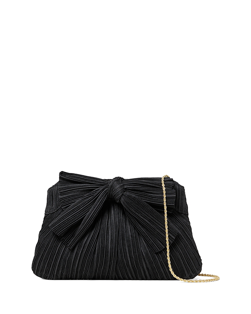 Loeffler Randall Rayne Small Pleated Bow Frame Clutch In Black/silver