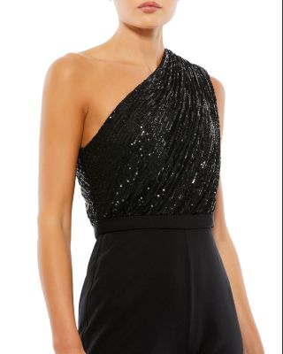 Sequined One Shoulder Jumpsuit