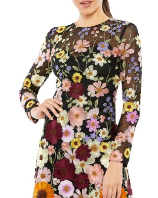 Embroidered Mesh A Line Dress