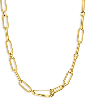 Luv Aj Francois Safety Pin Link Collar Necklace in 14K Gold Plated, 16