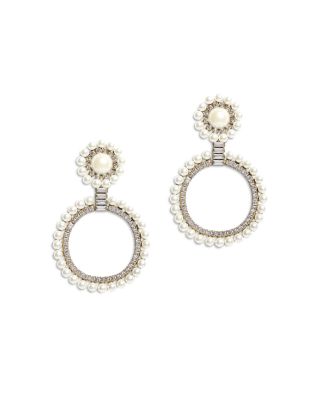 Yun Yun Sun - Shalom Square Cubic Zirconia & Imitation Pearl Statement Earrings in Gold Tone