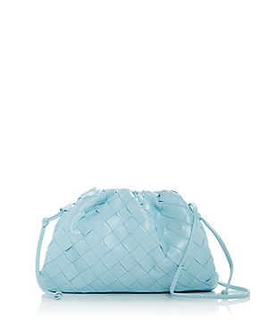 Bottega Veneta Mini Intrecciato Leather Pouch In Pale Blue/gold