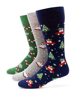The Men's Store at Bloomingdale's Holiday Cotton Blend Crew Socks, Pack of 3 - 100% Exclusive