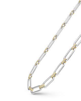 18K Yellow & Sterling Silver Signature Caviar Oval Link & Bead Statement Necklace, 18"