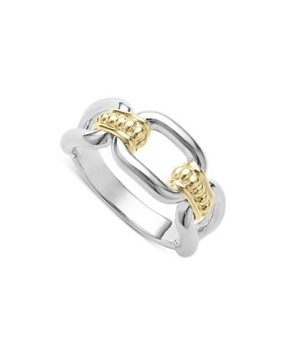 18K Yellow & Sterling Silver Signature Caviar Link Ring