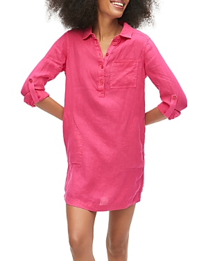 Michael Stars Eleanor Linen Popover Dress In Magenta