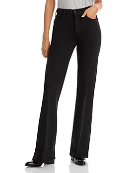 MOTHER - The Hustler Roller High Rise Wide Leg Jeans in Pitch