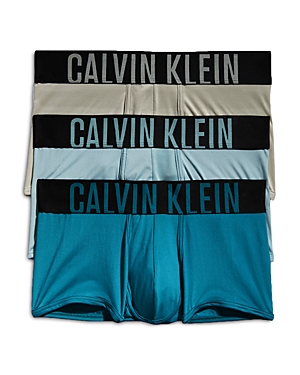 Calvin Klein Intense Power Low Rise Trunks, Pack Of 3 In Ocean Mist Grey/tourmaline/deep Lake