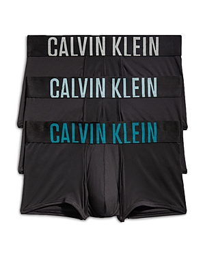 Calvin Klein Intense Power Low Rise Trunks, Pack Of 3 In Black - Ocean Mist Grey/tourmaline/deep Lake